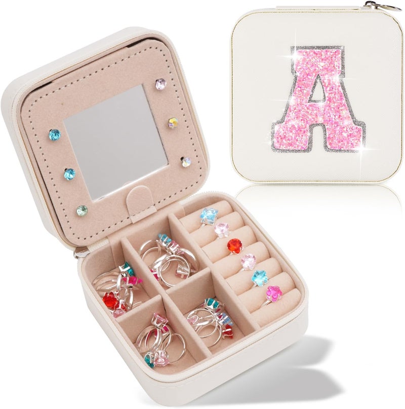 Uygafly Graduation Birthday Gifts for 4 5 6 7 8 9 10 11 12 13 Year Old Girls,Gifts for Teens Kids Daughter Sister Her,Travel Jewelry Case Small Box Organizer for Women Cute Stuff | Cream,A - Image 1